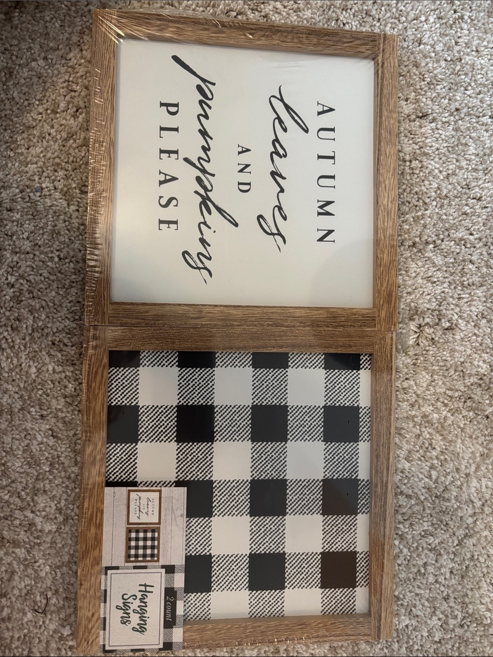Rustic Wood Double-Panel Wall Sign in Black and White